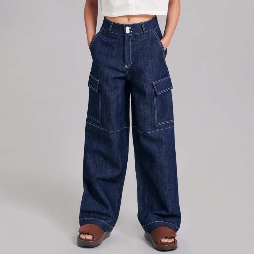 The Frankie Shop Lomi Cargo Denim Pants (Navy) Si… Gem